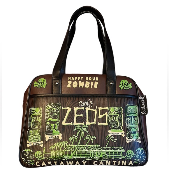 Sourpuss Castaway Tiki Zombie Bowler Bag RARE - Picture 4 of 6